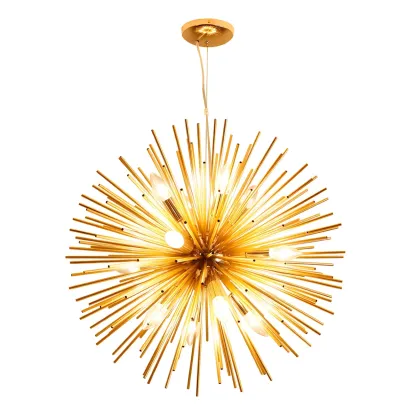 Gold Starburst Metal Modern Crystal Chandelier Light Image - 10