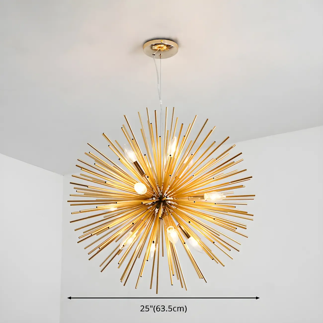 Gold Starburst Metal Modern Crystal Chandelier Light Image - 11