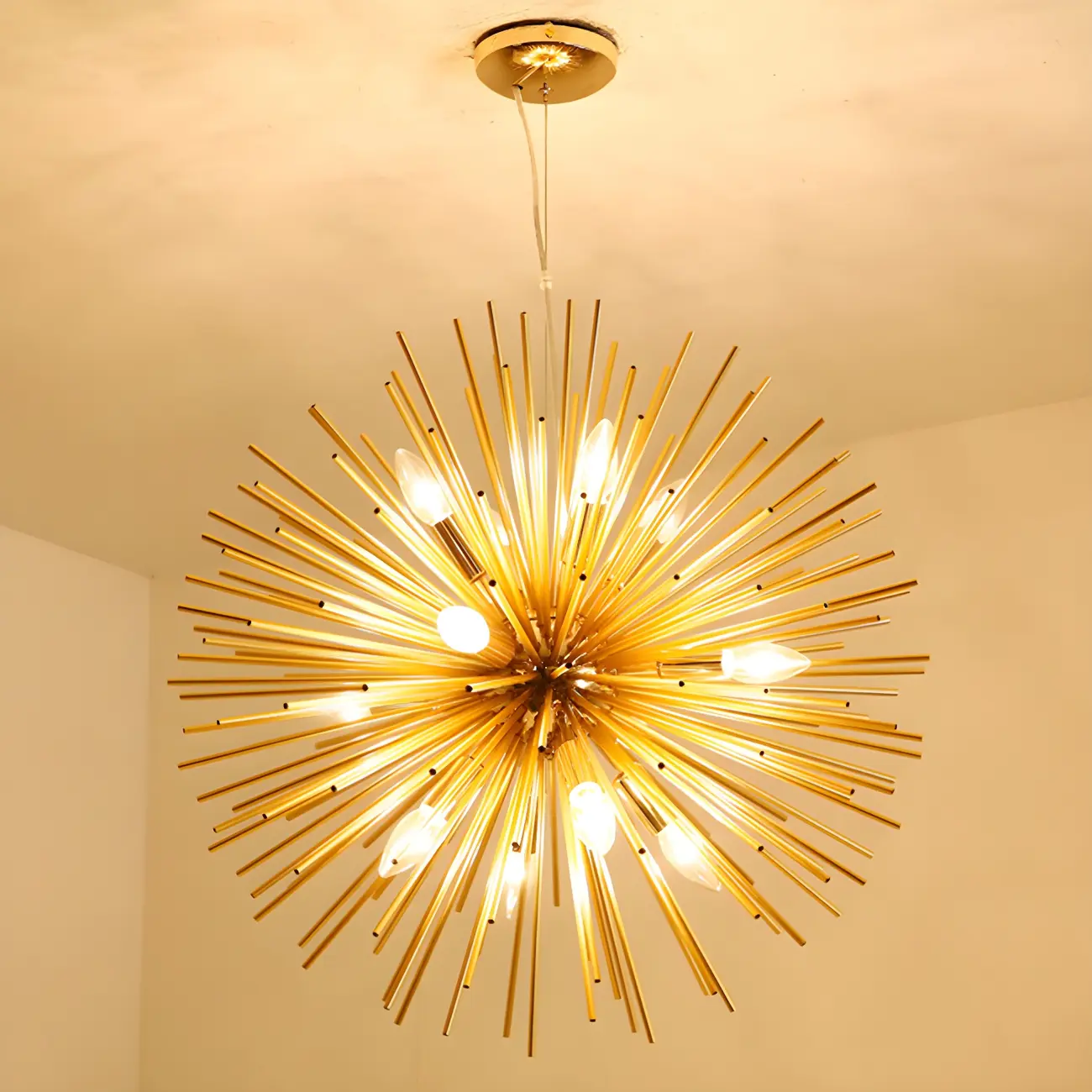 Gold Starburst Metal Modern Crystal Chandelier Light Image - 7 | homeyfad