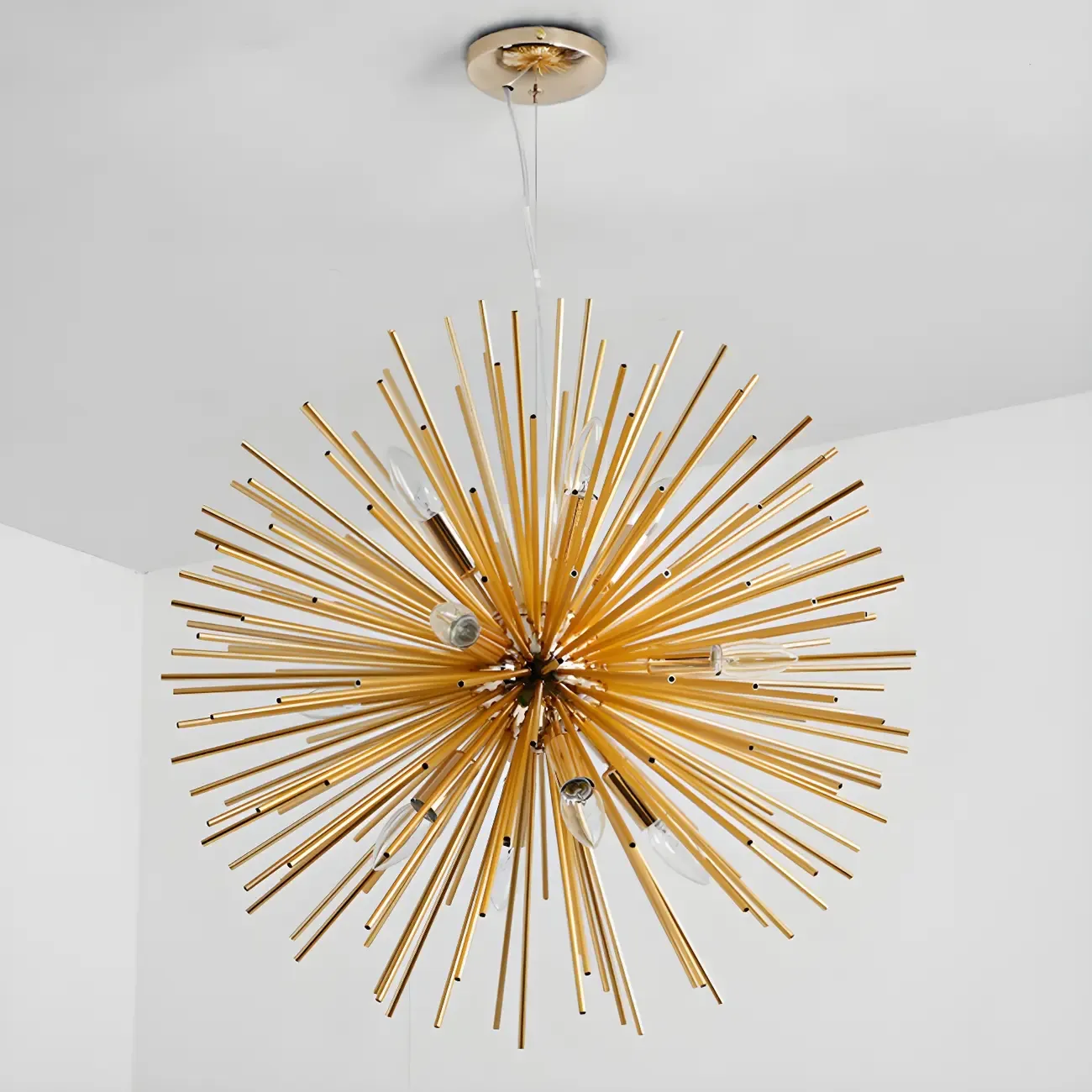 Gold Starburst Metal Modern Crystal Chandelier Light Image - 6
