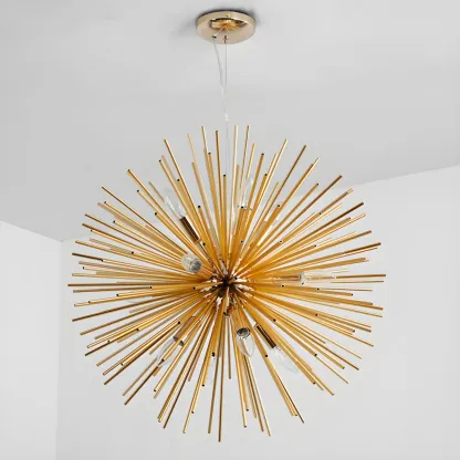 Gold Starburst Metal Modern Crystal Chandelier Light Image - 6