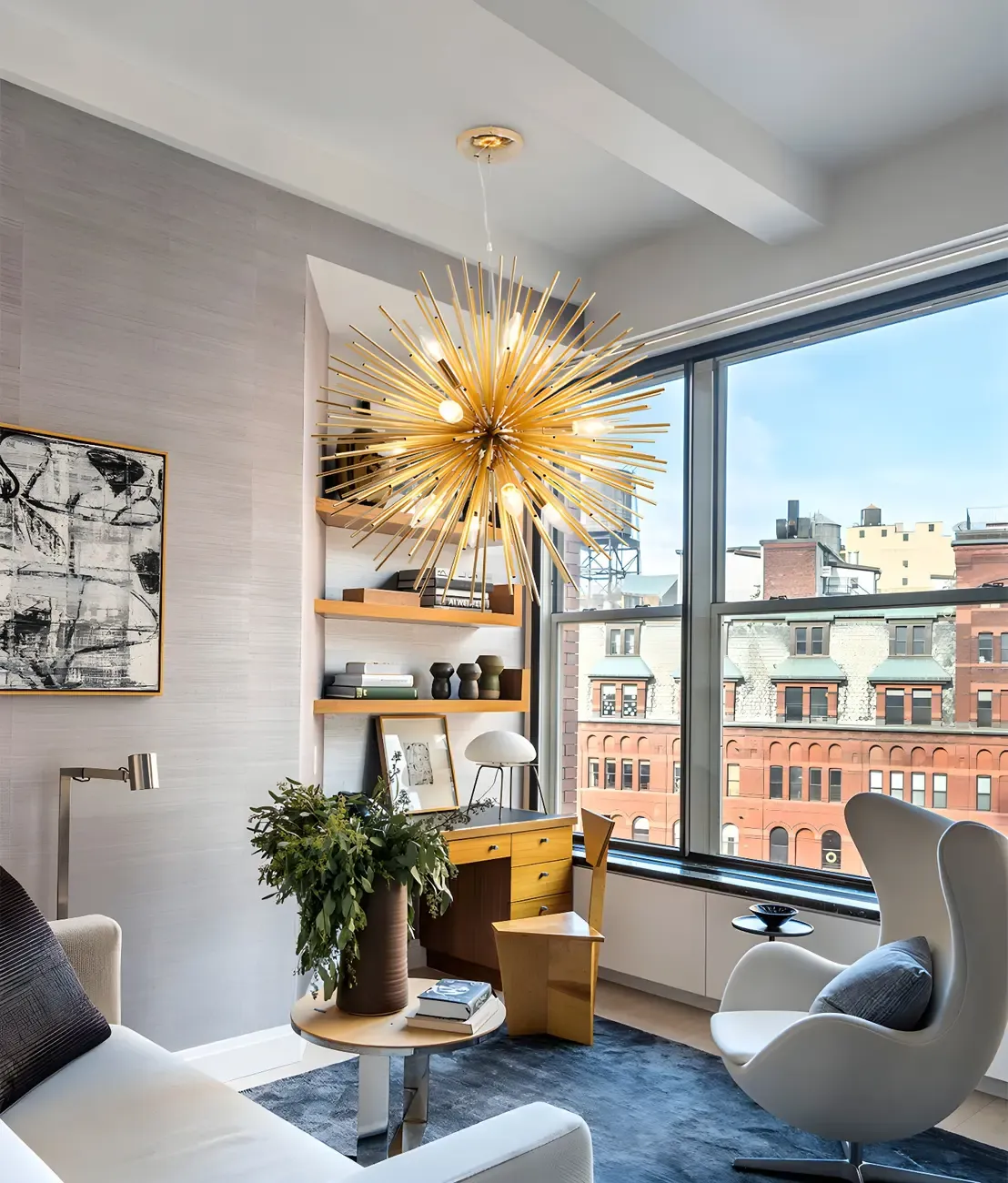 Gold Starburst Metal Modern Crystal Chandelier Light Image - 3