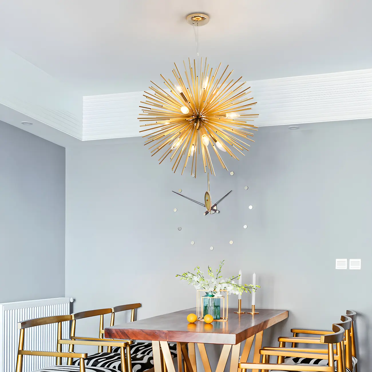 Gold Starburst Metal Modern Crystal Chandelier Light Image - 4 | homeyfad