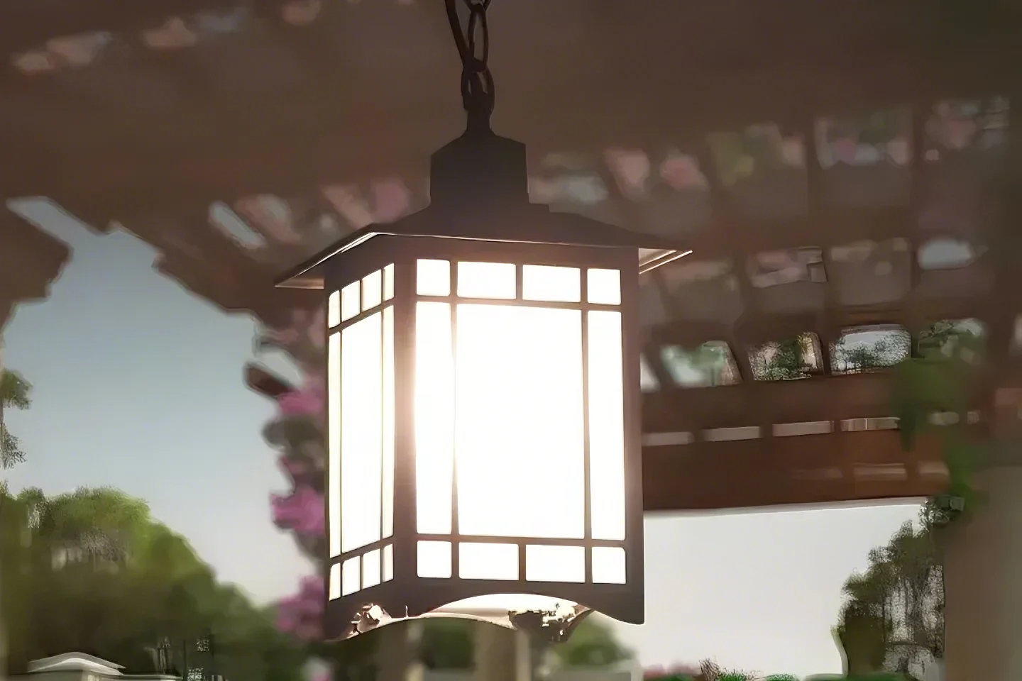 Modern Black Metal Lantern Design Outdoor Pendant Light