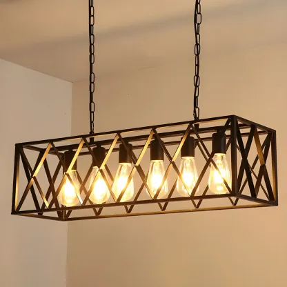 Industrial Black Metal Cage Chandelier for Kitchen Image - 3