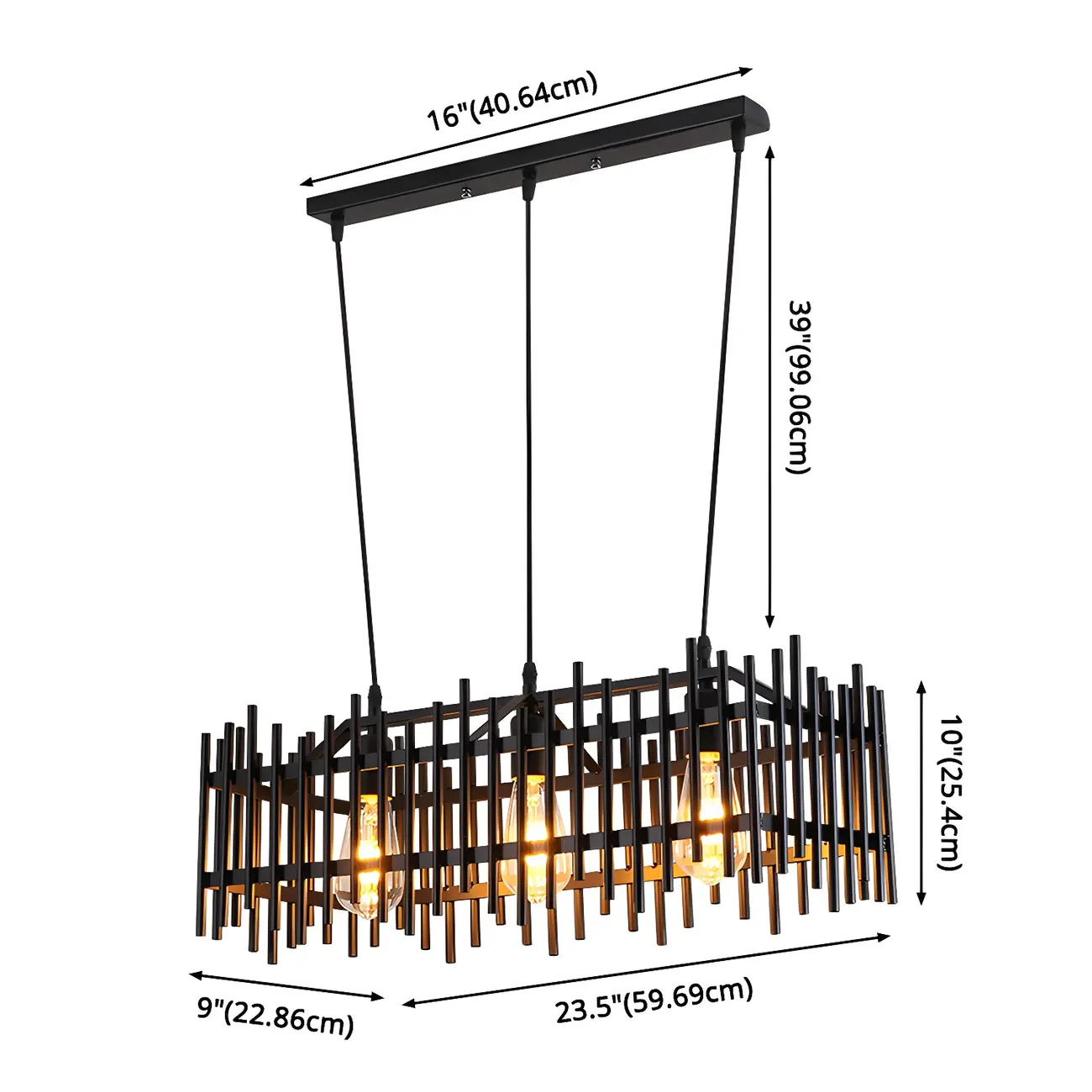 Industrial Black Metal Cage Chandelier for Kitchen Image - 9 | homeyfad