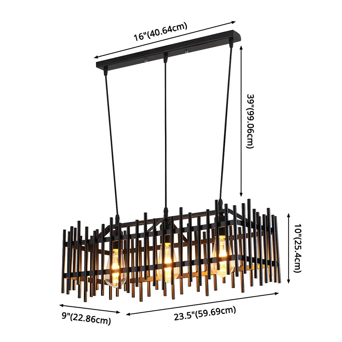 Industrial Black Metal Cage Chandelier for Kitchen Image - 9