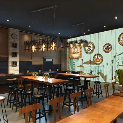 Industrial Black Metal Cage Chandelier for Kitchen Image - 15