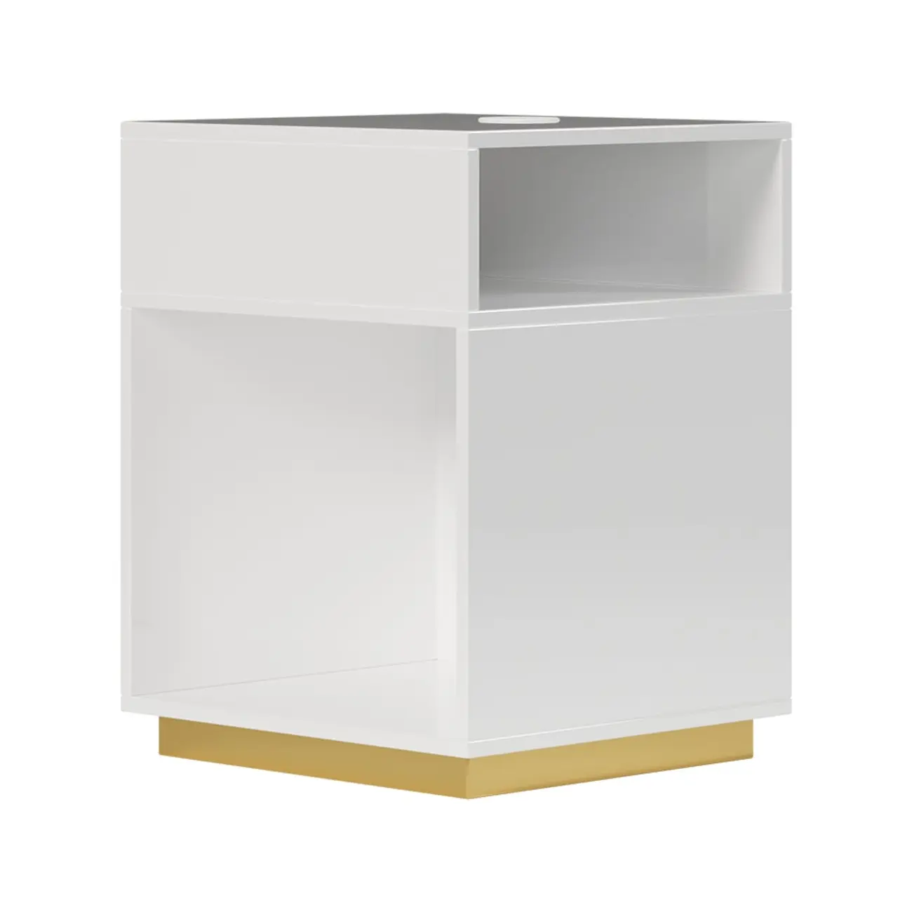Compact White Wooden Cube Side Table with Open Shelf Image - 9 | homeyfad
