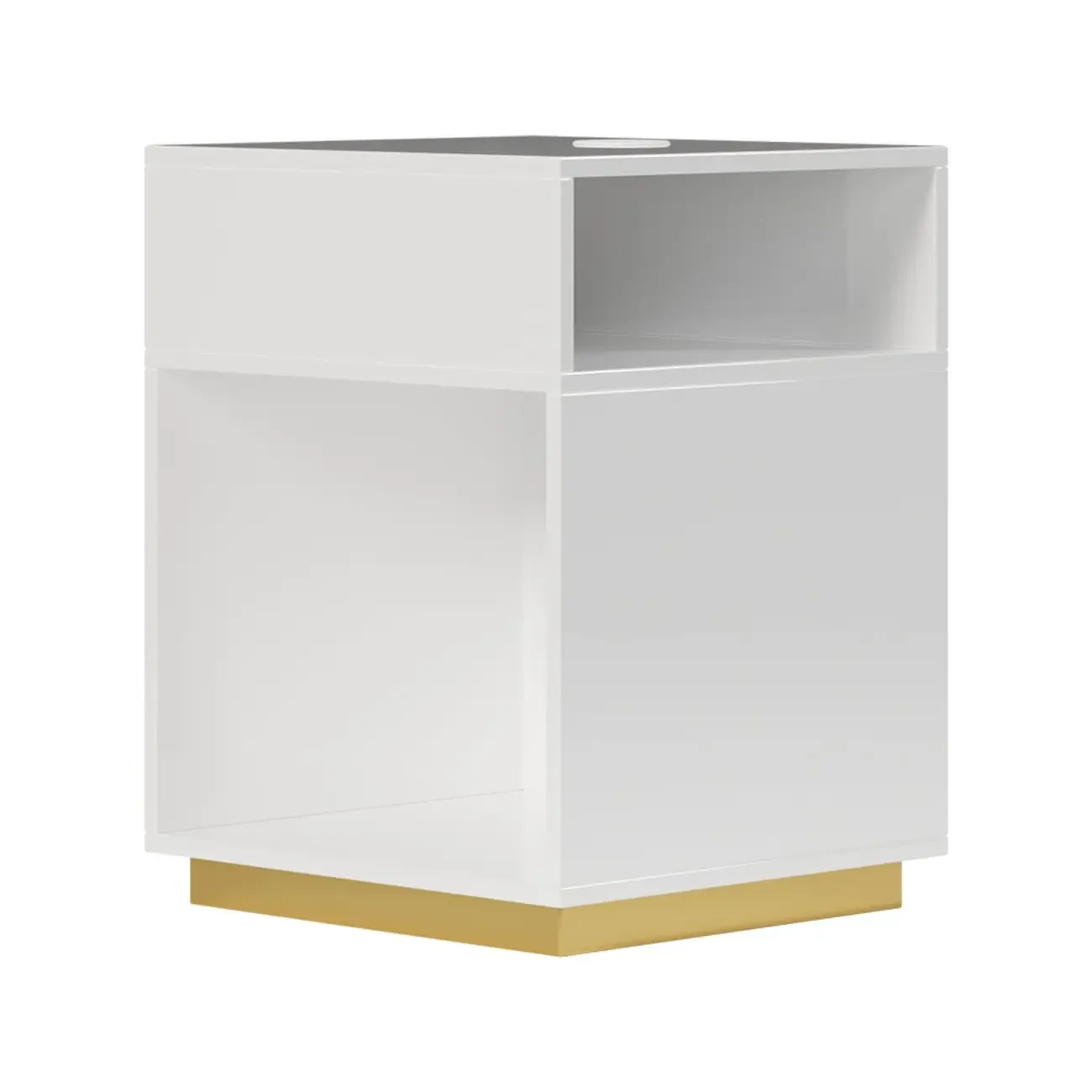 Compact White Wooden Cube Side Table with Open Shelf Image - 9