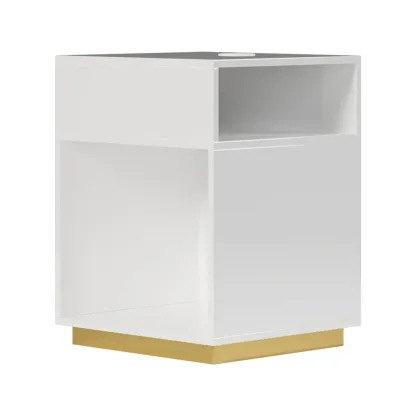 Compact White Wooden Cube Side Table with Open Shelf Image - 9