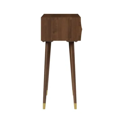 Retro Wave Carved Walnut Wooden 3 Drawers Console Table Image - 8