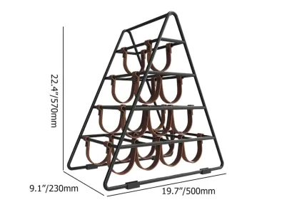 Industrial Black Metal Countertop Triangle 10 Bottles Wine Rack Holder Image - 6