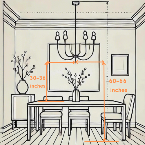 Standard Height of Dining Table and Chandelier