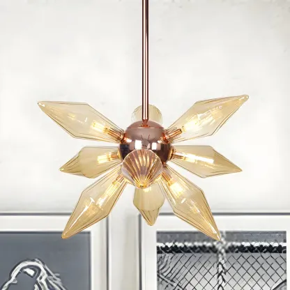 Modern Flower-Shaped Glass Chandelier for Living Room Image - 47