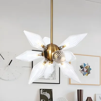 Modern Flower-Shaped Glass Chandelier for Living Room Image - 48