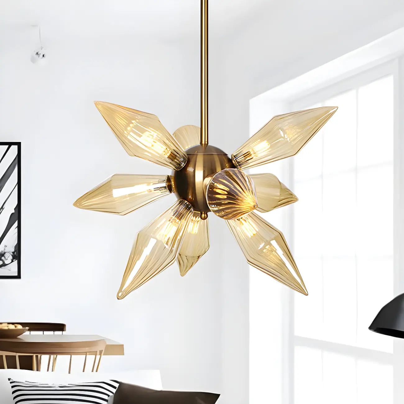 Modern Flower-Shaped Glass Chandelier for Living Room Image - 49 | homeyfad
