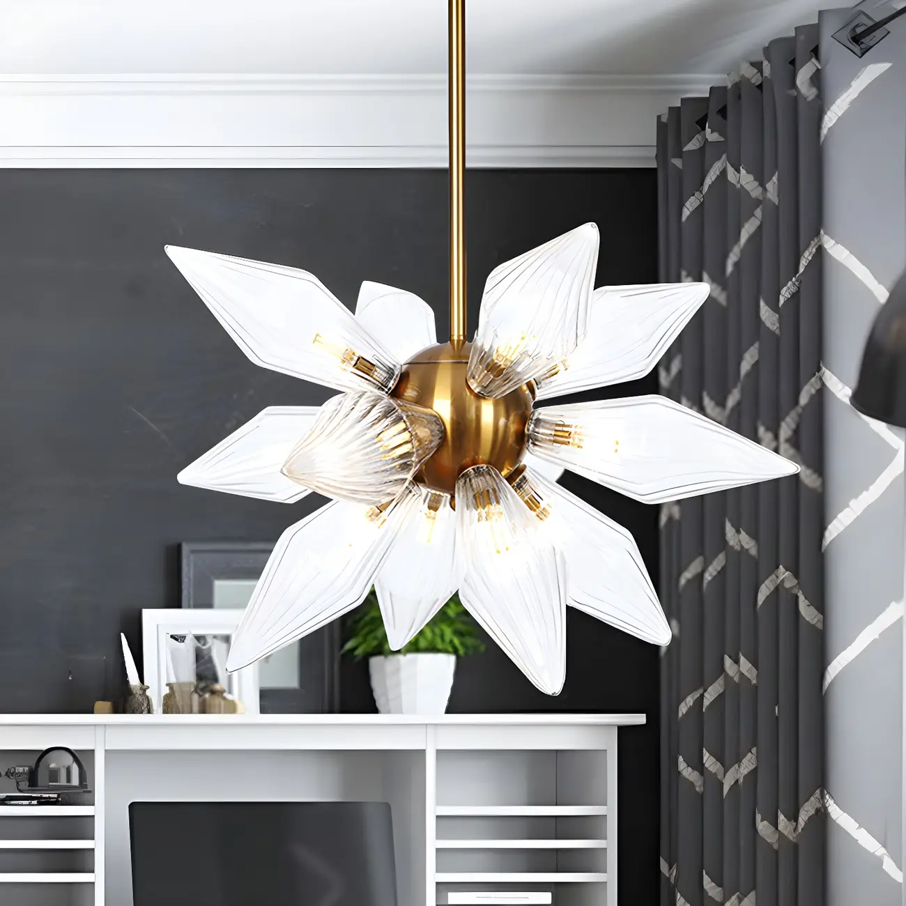 Modern Flower-Shaped Glass Chandelier for Living Room Image - 50 | homeyfad
