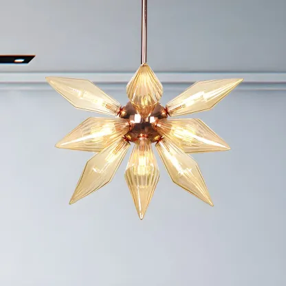 Modern Flower-Shaped Glass Chandelier for Living Room Image - 51