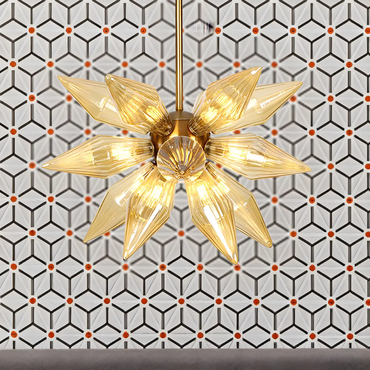 Modern Flower-Shaped Glass Chandelier for Living Room Image - 54 | homeyfad