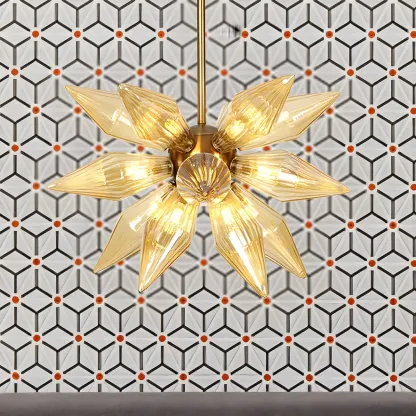 Modern Flower-Shaped Glass Chandelier for Living Room Image - 54