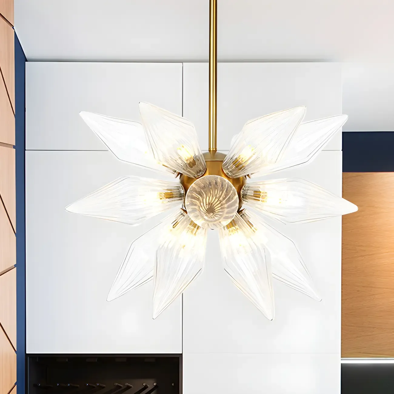 Modern Flower-Shaped Glass Chandelier for Living Room Image - 55