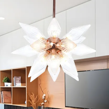 Modern Flower-Shaped Glass Chandelier for Living Room Image - 57