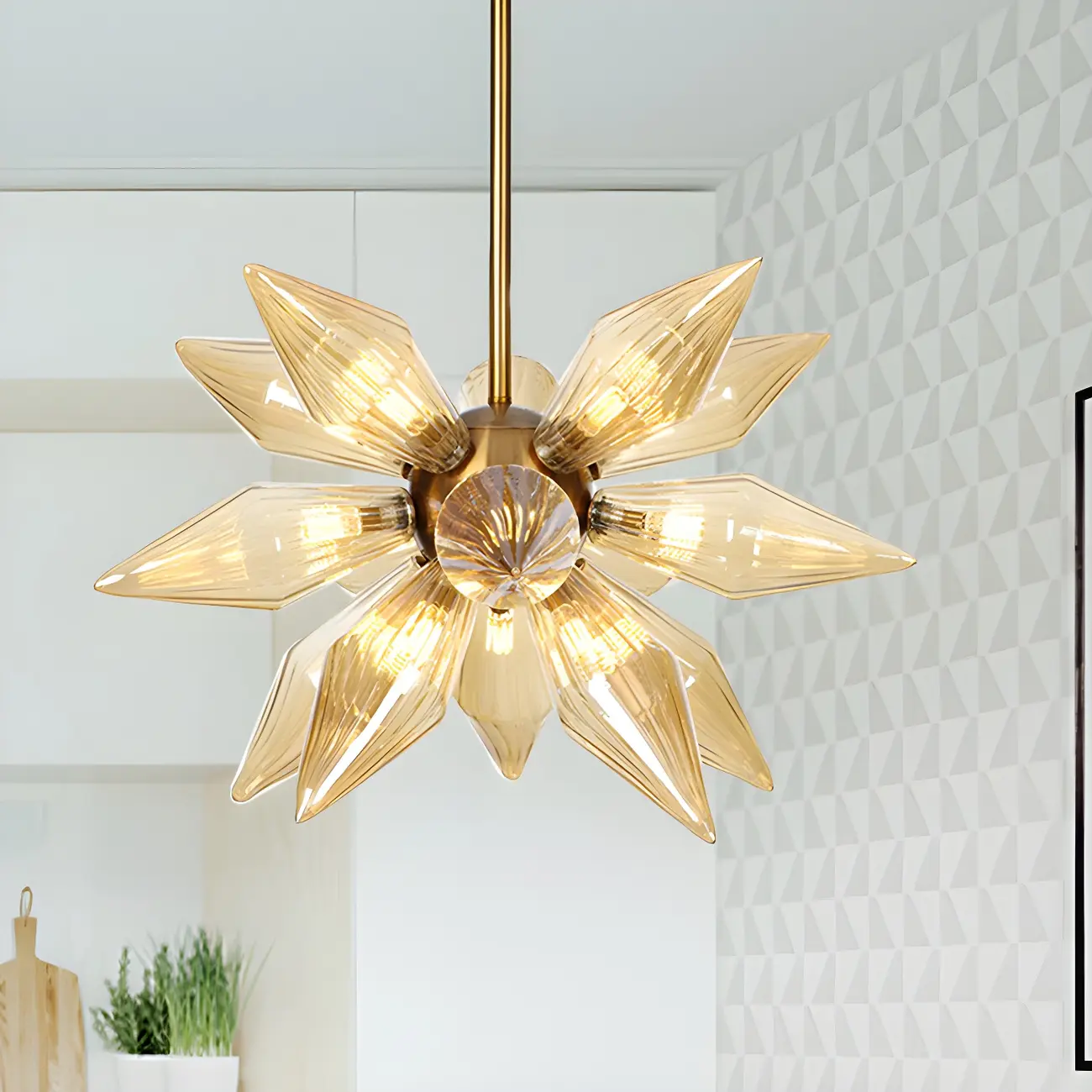 Modern Flower-Shaped Glass Chandelier for Living Room Image - 58 | homeyfad
