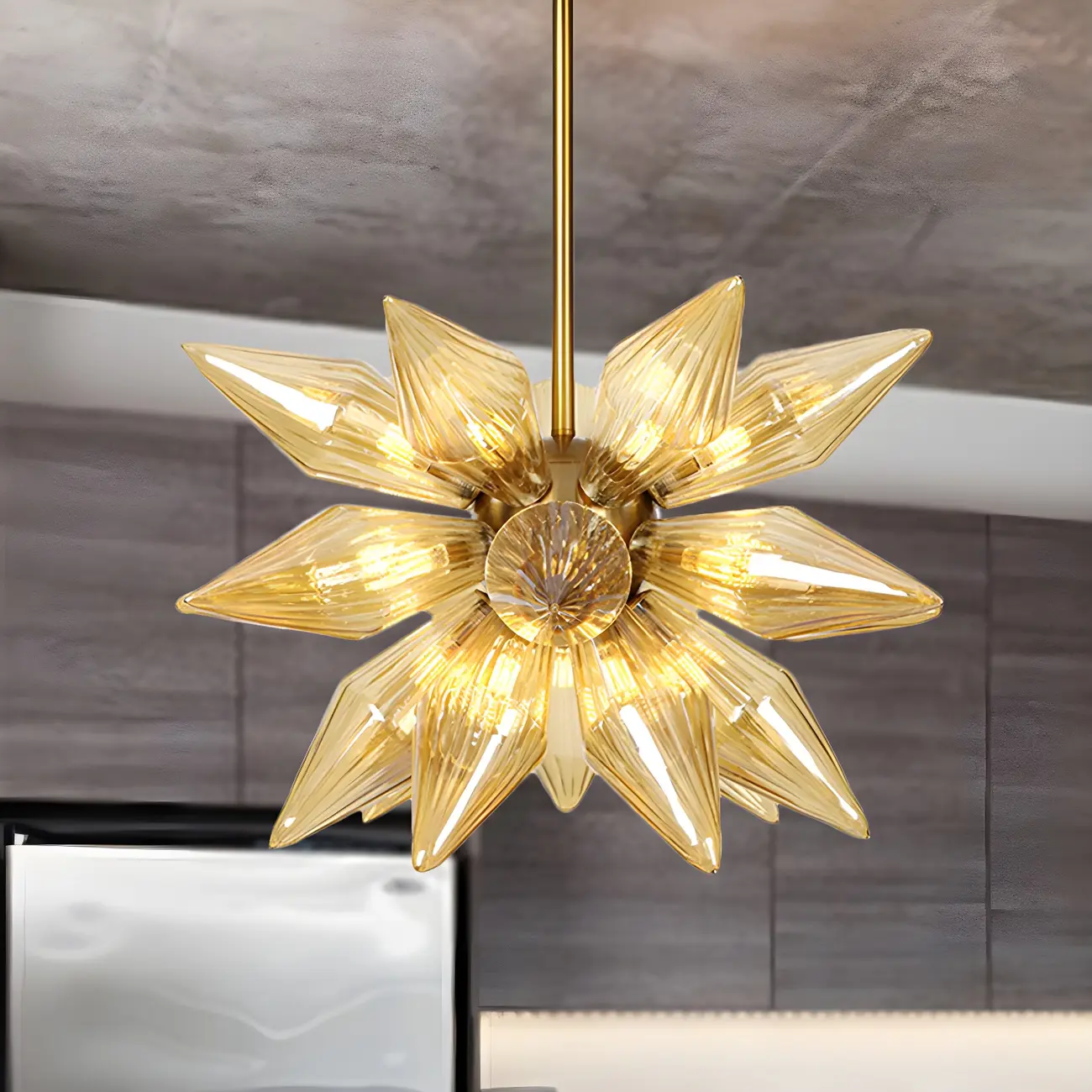 Modern Flower-Shaped Glass Chandelier for Living Room Image - 60 | homeyfad