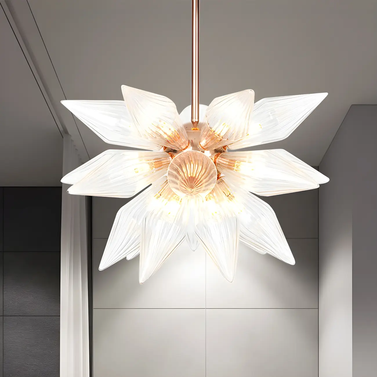 Modern Flower-Shaped Glass Chandelier for Living Room Image - 61 | homeyfad