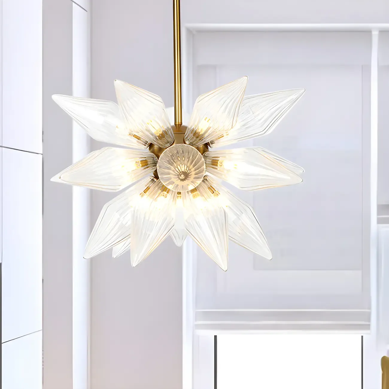 Modern Flower-Shaped Glass Chandelier for Living Room Image - 62