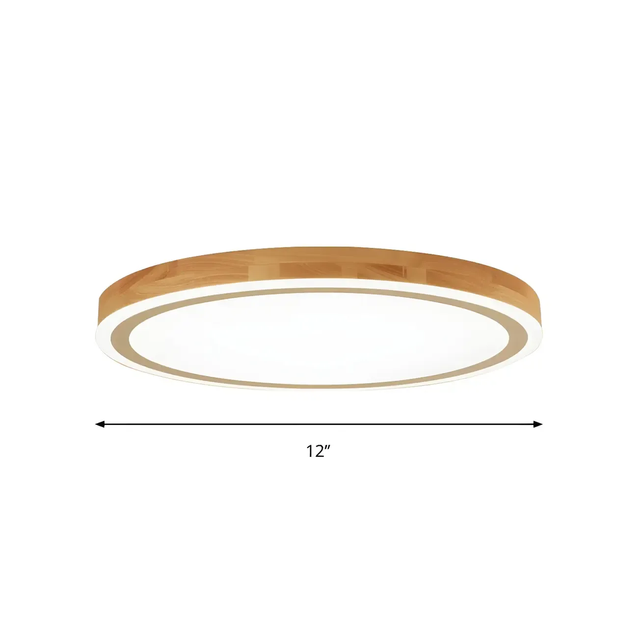 Contemporary Natural Wood LED Flush Ceiling Light Image - 12