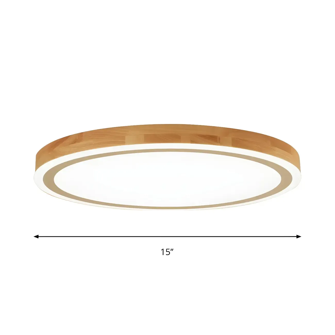 Contemporary Natural Wood LED Flush Ceiling Light Image - 13