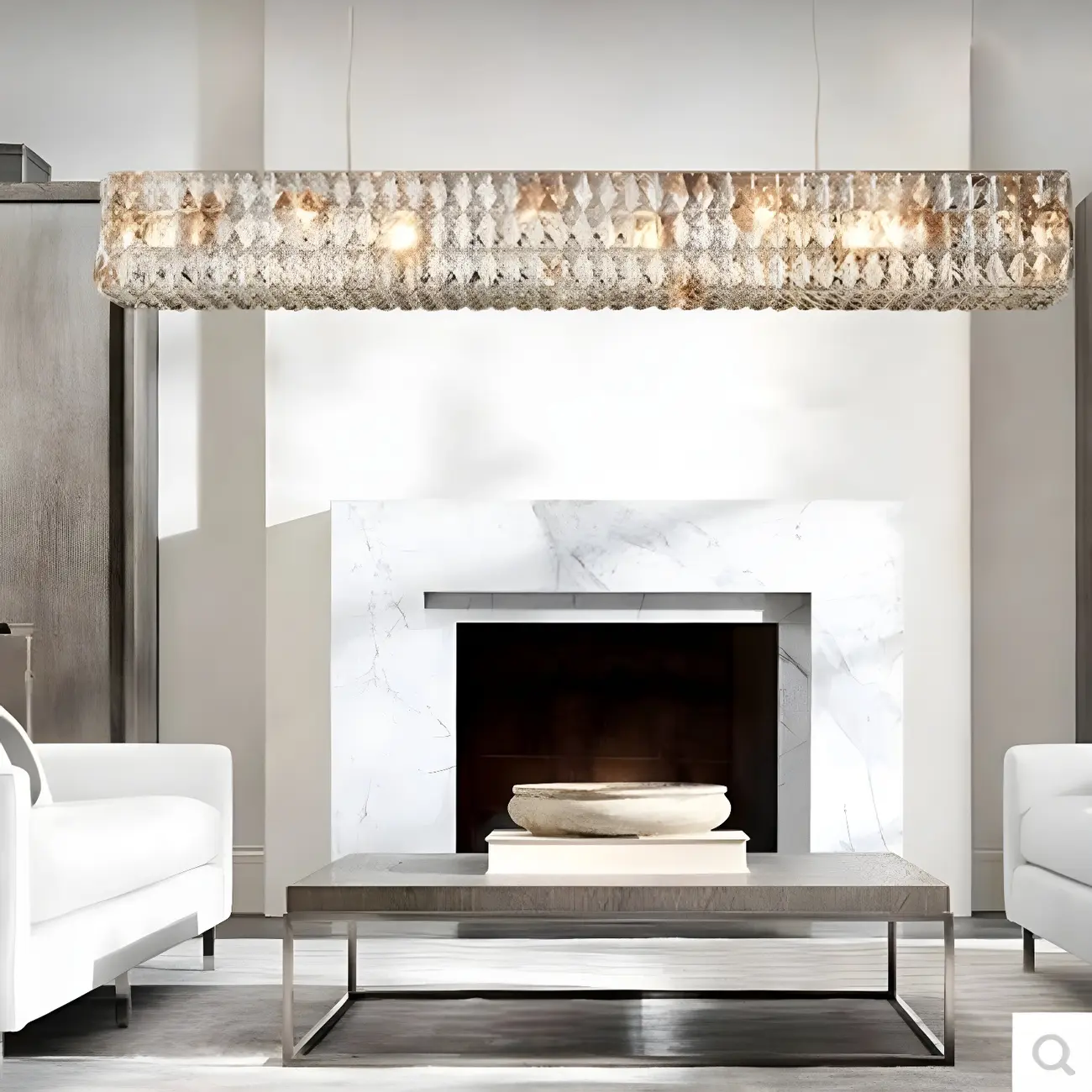 Modern Clear Crystal Rectangular Pendant Light Image - 5 | homeyfad