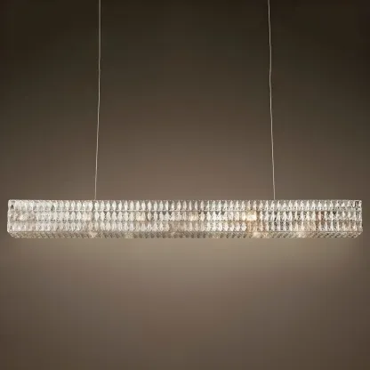 Modern Clear Crystal Rectangular Pendant Light Image - 6