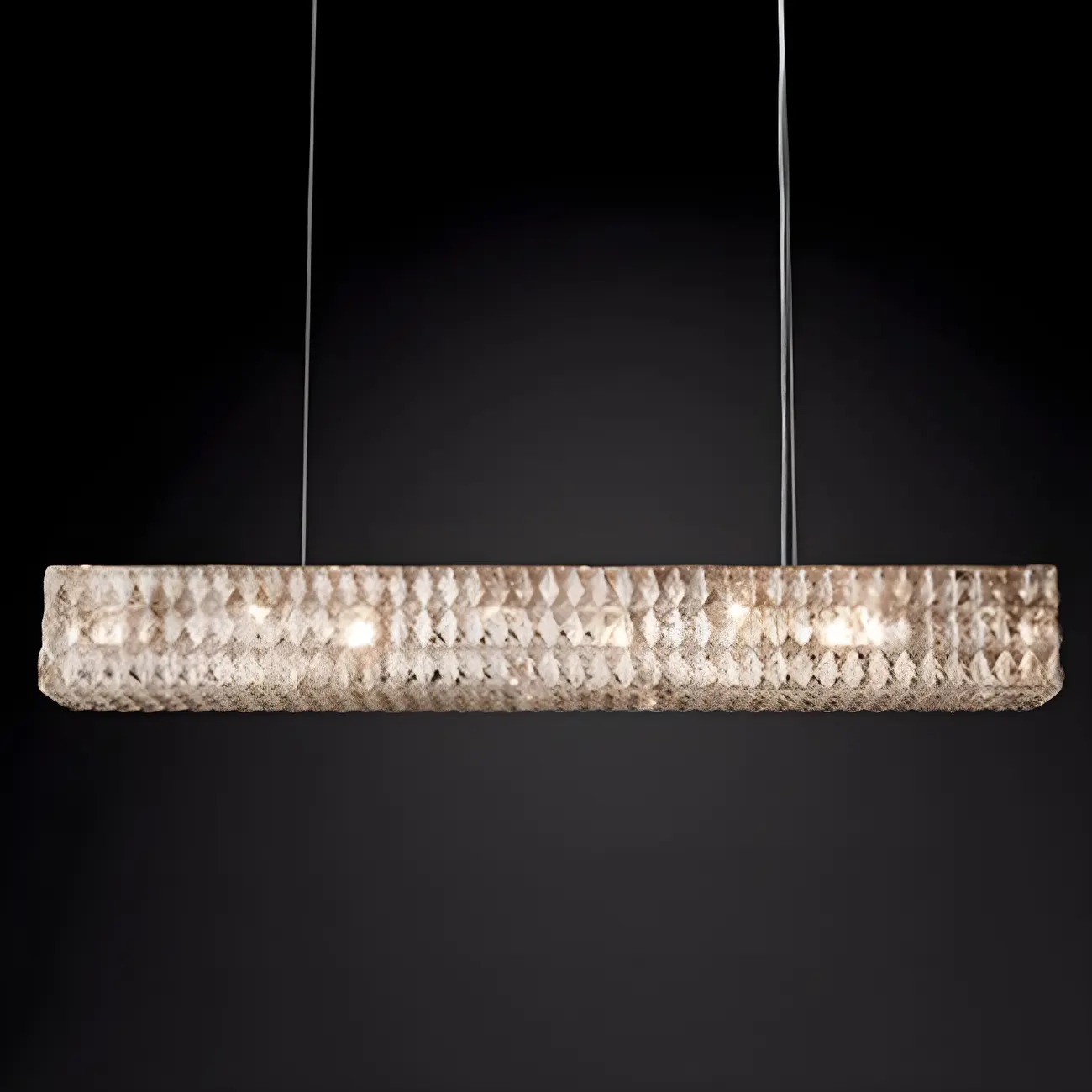 Modern Clear Crystal Rectangular Pendant Light Image - 4 | homeyfad