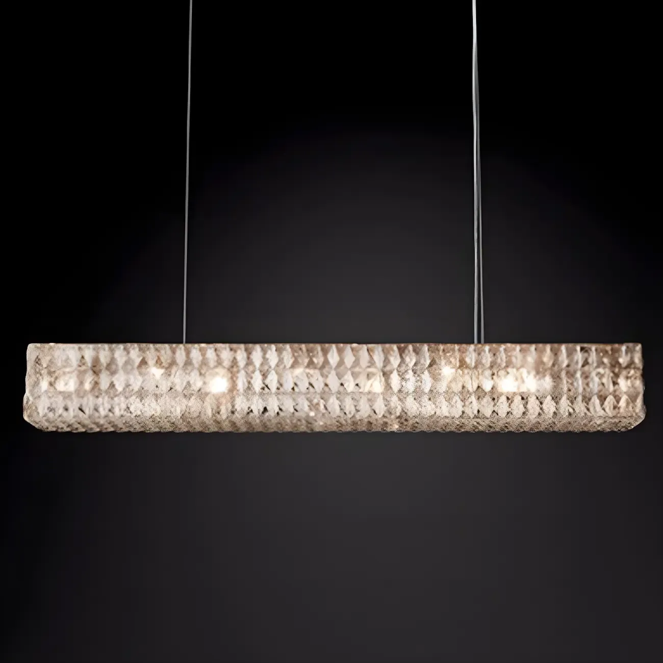 Modern Clear Crystal Rectangular Pendant Light Image - 4