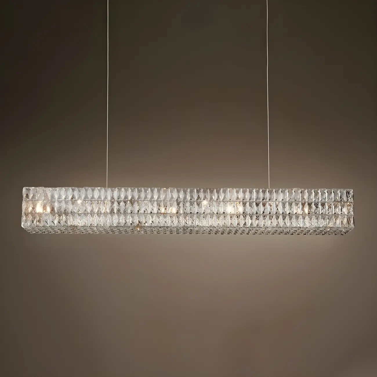Modern Clear Crystal Rectangular Pendant Light Image - 3 | homeyfad