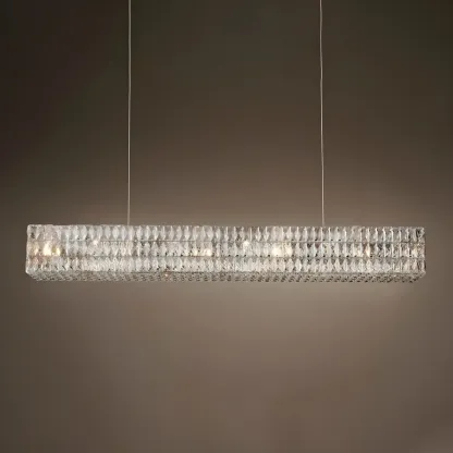 Modern Clear Crystal Rectangular Pendant Light Image - 3