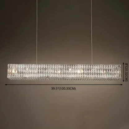 Modern Clear Crystal Rectangular Pendant Light Image - 10