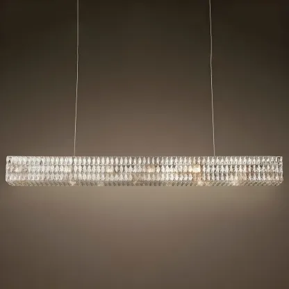 Modern Clear Crystal Rectangular Pendant Light Image - 11
