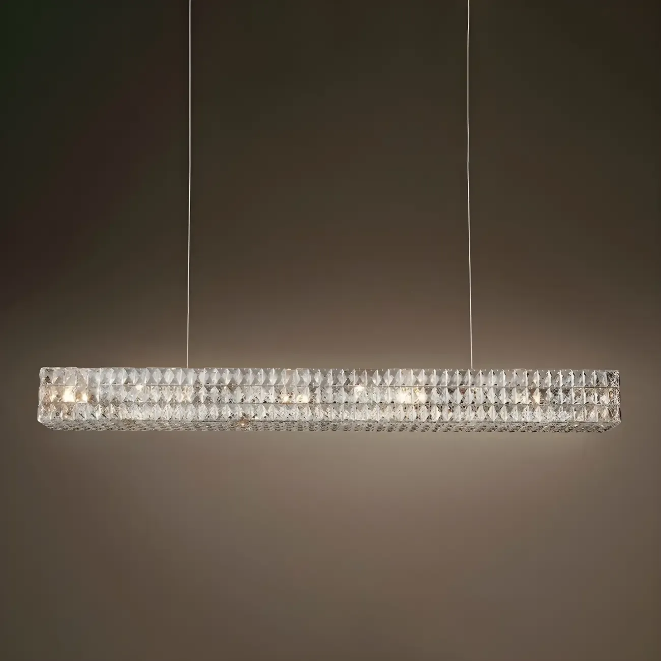 Modern Clear Crystal Rectangular Pendant Light Image - 12