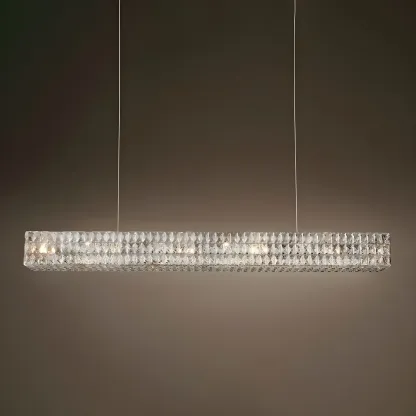 Modern Clear Crystal Rectangular Pendant Light Image - 12