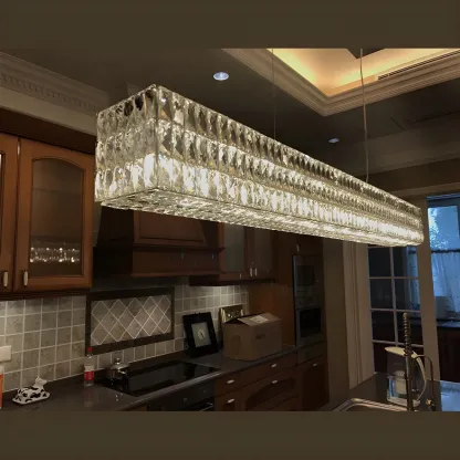 Modern Clear Crystal Rectangular Pendant Light Image - 13