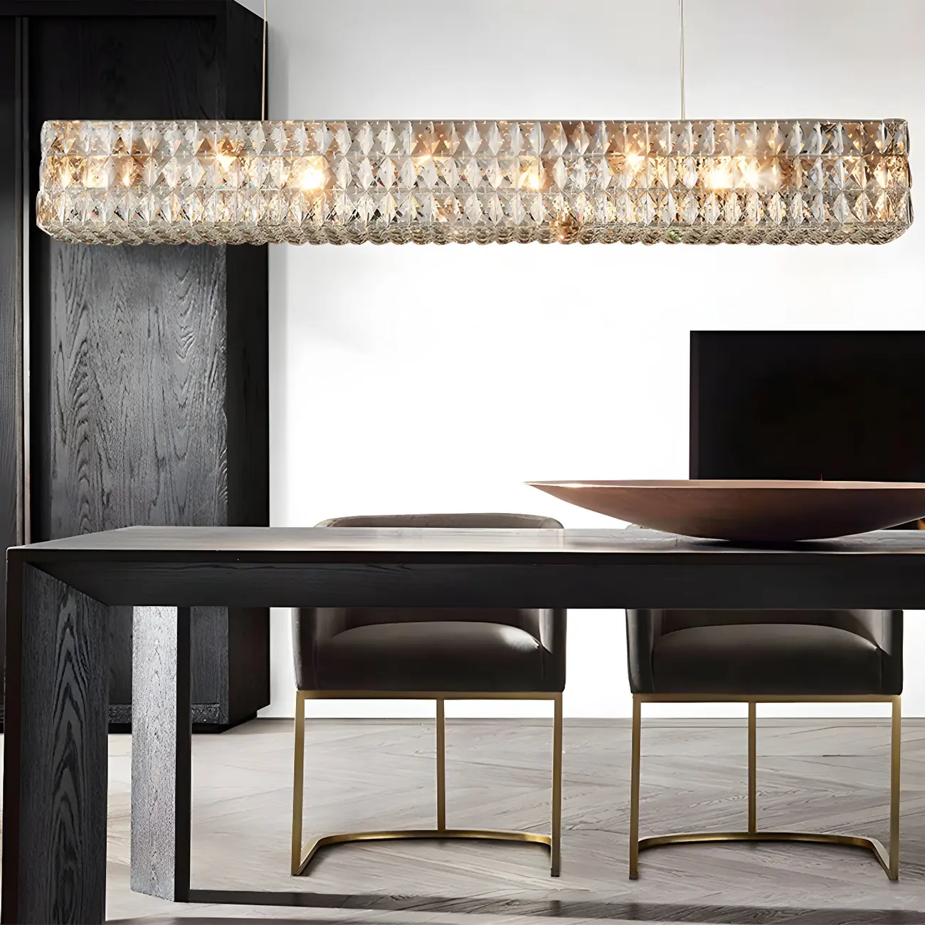 Modern Clear Crystal Rectangular Pendant Light Image - 15 | homeyfad
