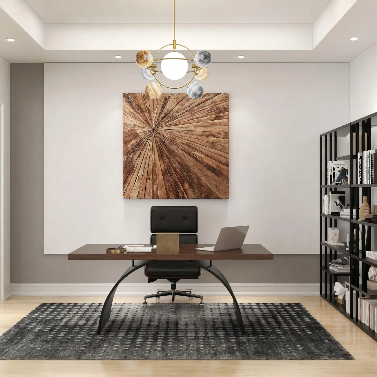 Black Wooden Adjustable Height Swivel Upholstered Desk Chair Home Office Image - 8 | homeyfad