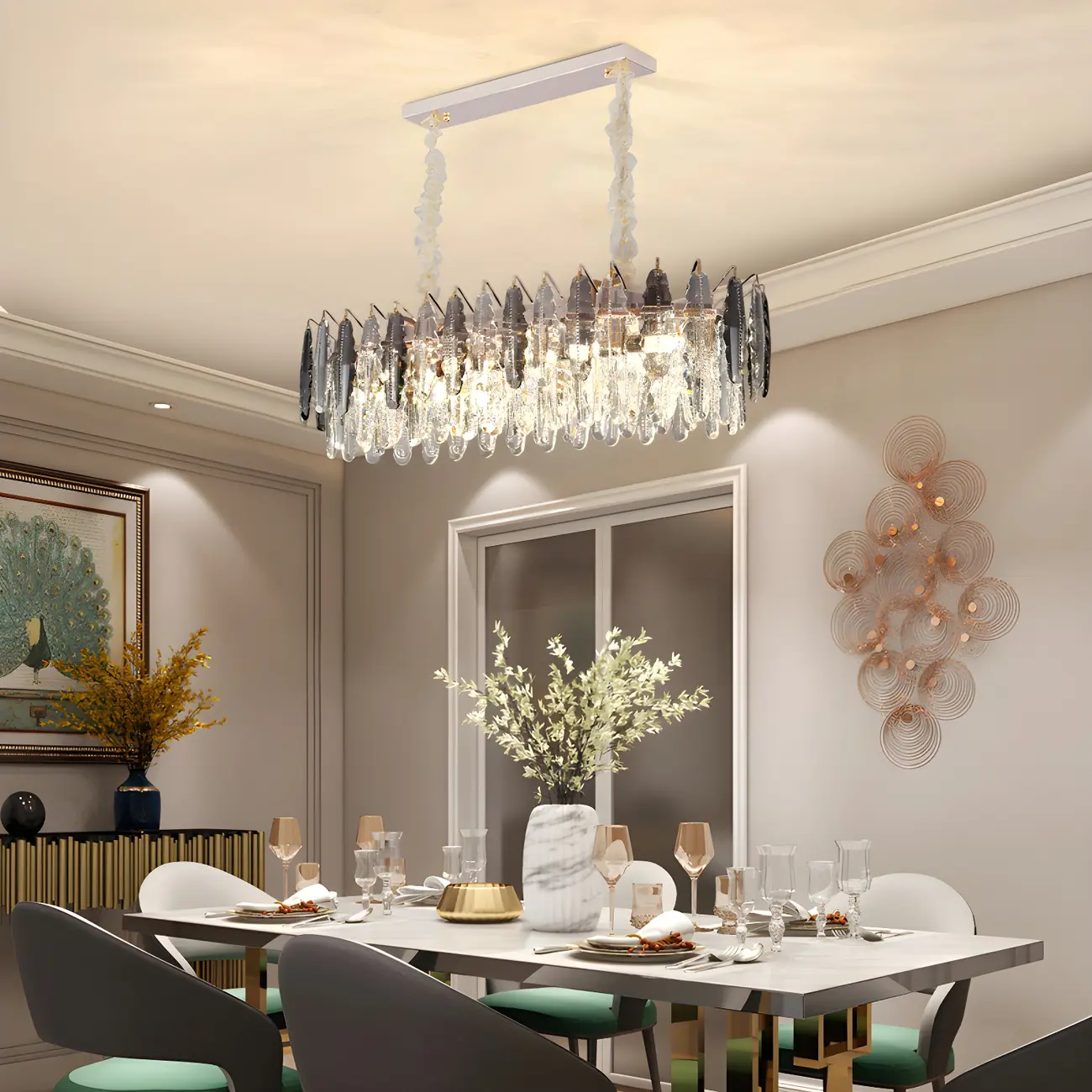 Contemporary Gold Crystal Island Pendant Light Image - 2 | homeyfad