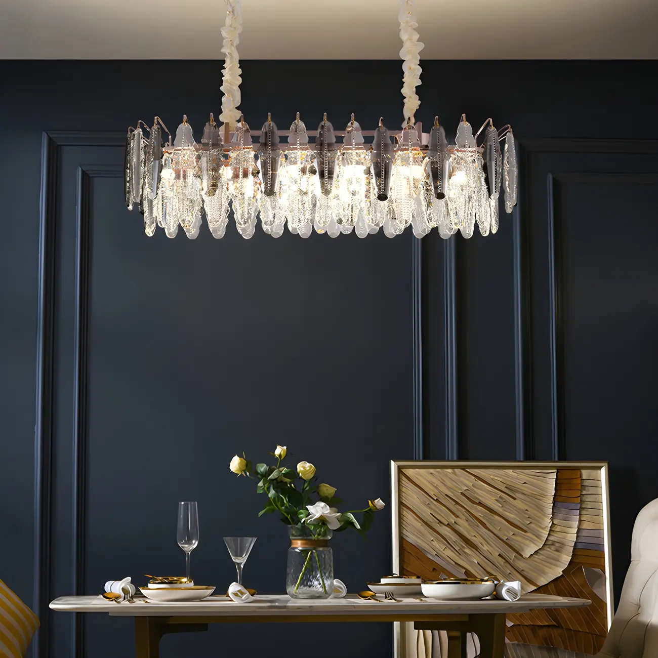 Contemporary Gold Crystal Island Pendant Light Image - 3 | homeyfad