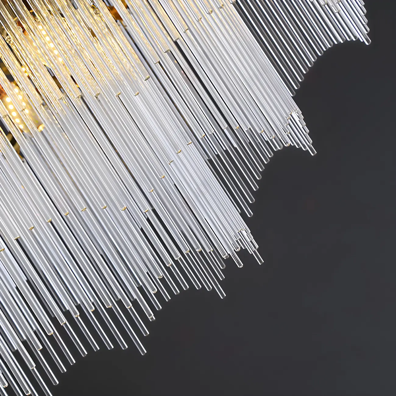 Gold Fluted Crystal Chain Chandelier for Dining Room Image - 5 | homeyfad