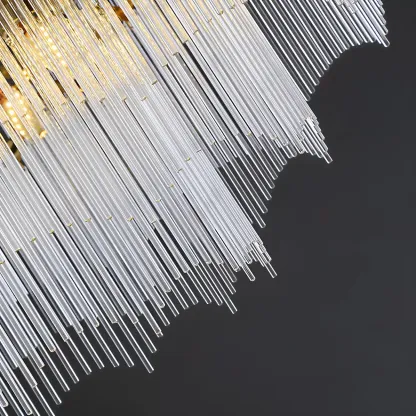 Gold Fluted Crystal Chain Chandelier for Dining Room Image - 5